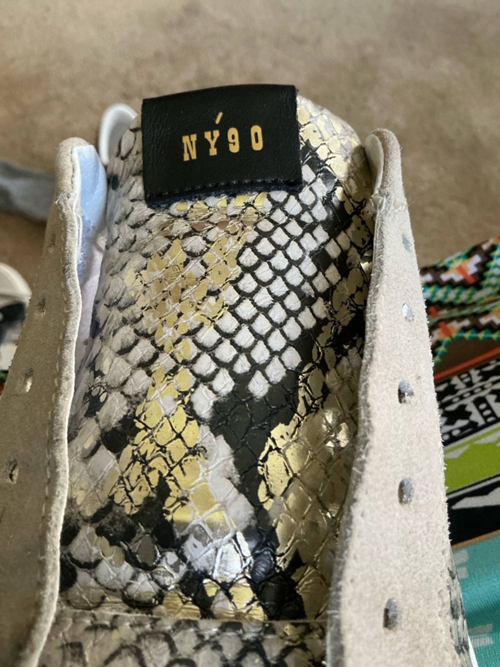 Steve Madden Metallic Gold & Cream Snake-Print Sneakers - Picture 10 of 12